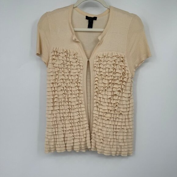 J. CREW Cream Tiered Ruffle Open Front Top Woman’s size medium - Picture 1 of 8